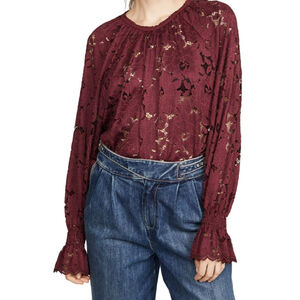 Women's Free People Burgundy Lace Blouse Size M